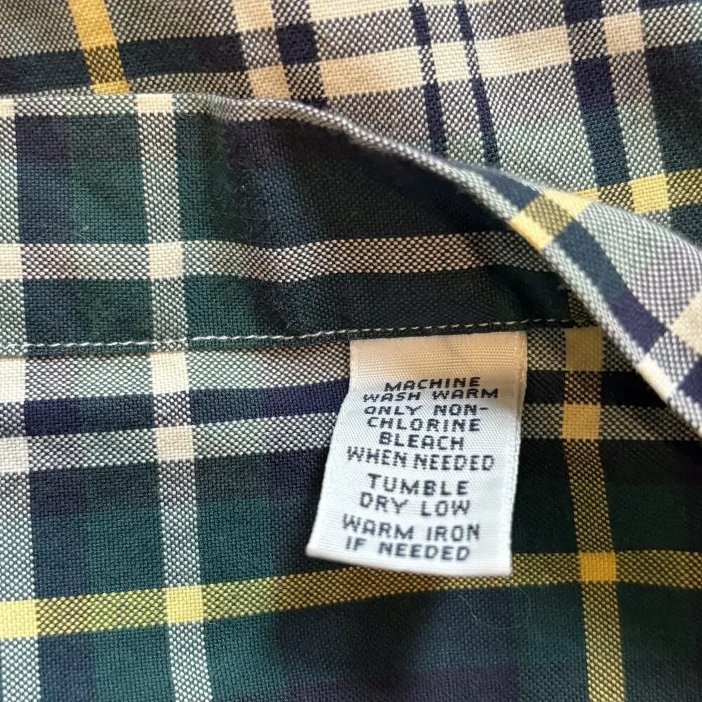 Vintage Polo Ralph Lauren Shirt Mens XL Classic Fit Green Tartan Plaid Button Up